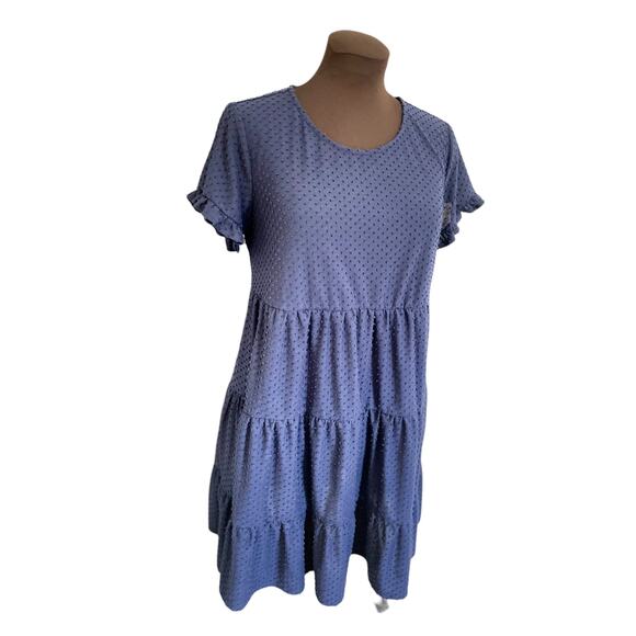 Summer Swiss Dot Short Dress, Sugar Lips, Size L, Navy - Picture 1 of 4